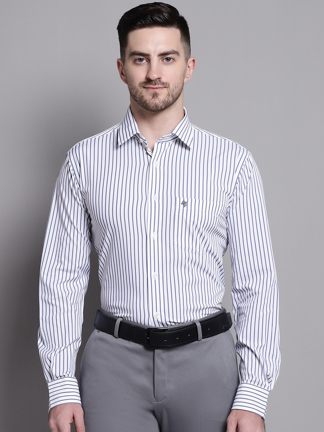 

Cantabil Vertical Striped Formal Shirt, Blue