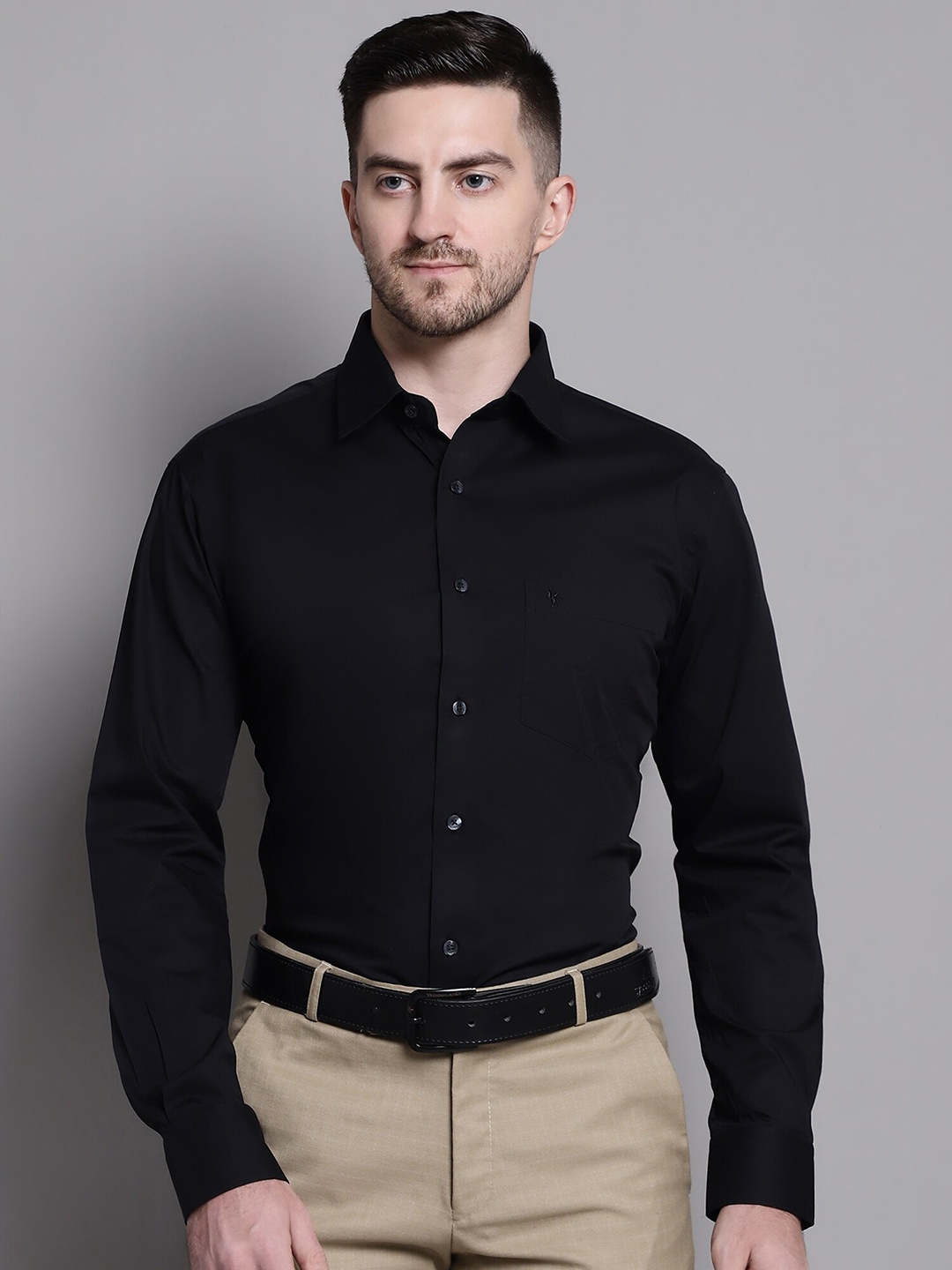 

Cantabil Spread Collar Cotton Formal Shirt, Black