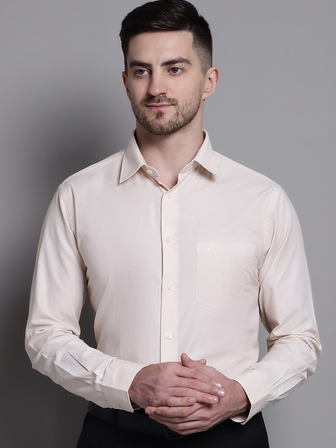 

Cantabil Spread Collar Formal Shirt, Beige