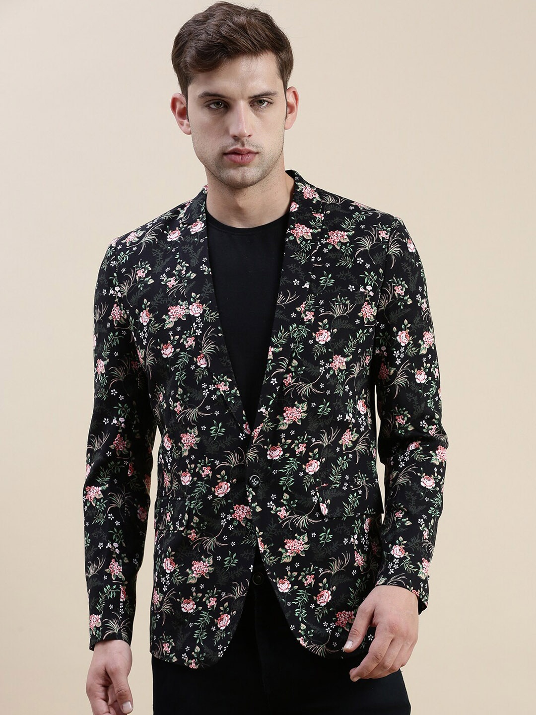

SHOWOFF Printed Cotton Blazers, Black
