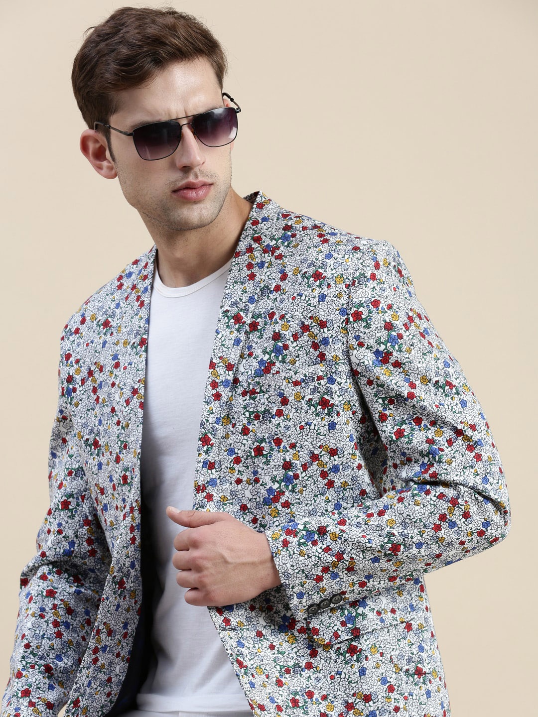 

SHOWOFF Floral-Printed Single Breasted Formal Blazers, Blue