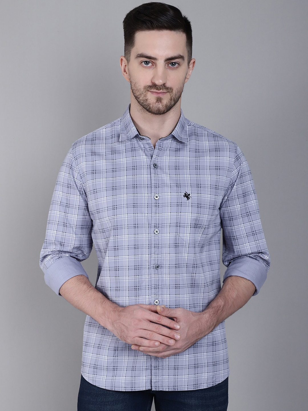 

Cantabil Comfort Tartan Checked Cotton Casual Shirt, Grey