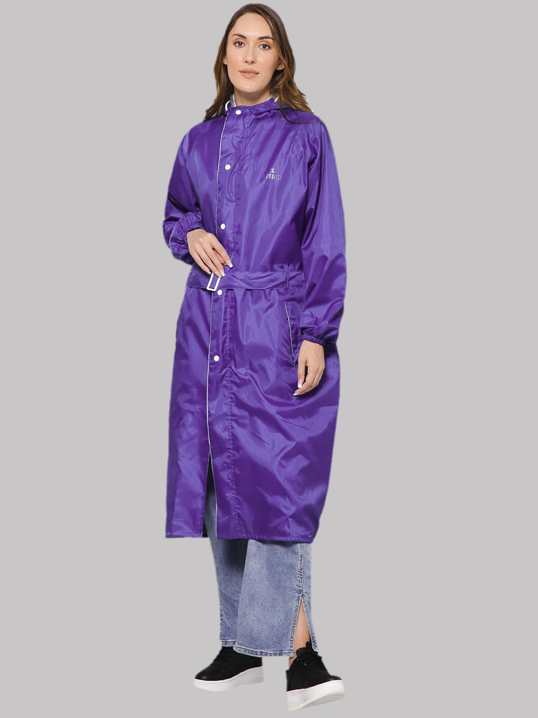 

THE CLOWNFISH Drizzle Diva Waterproof Reversible Double Layer Rain Jacket, Purple