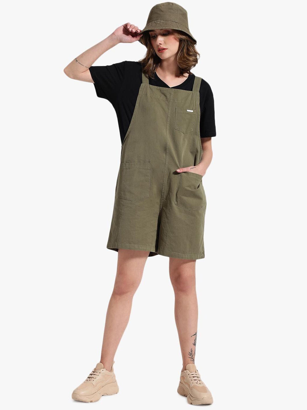 

Virgio Pure Cotton V-Neck Jumpsuit, Olive