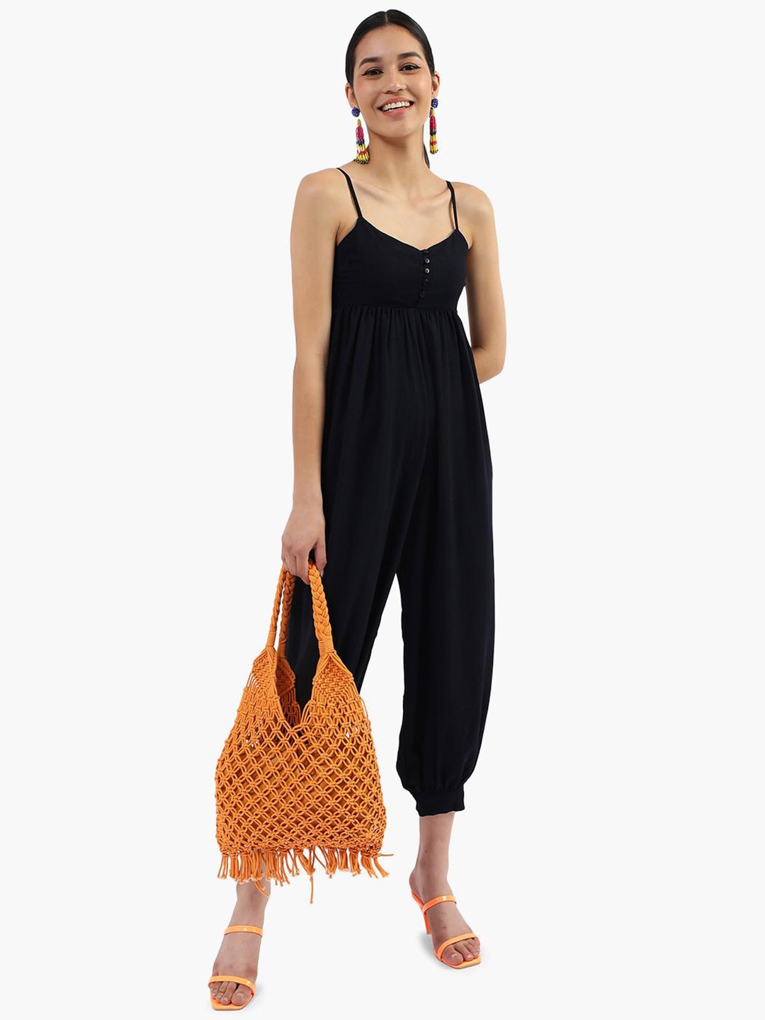 

Virgio Shoulder Straps Basic Jumpsuit, Black