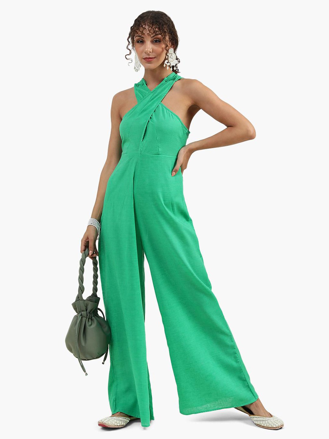 

Virgio Halter Neck Basic Jumpsuit, Green