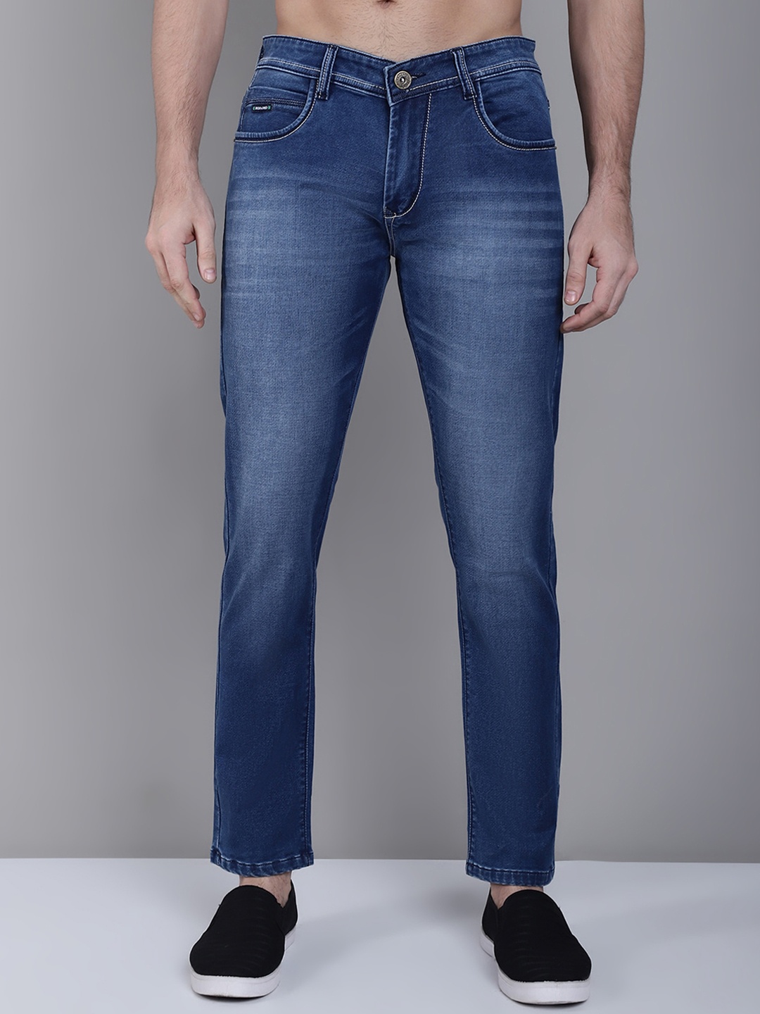 

Rodamo Men Mid-Rise Slim Fit Heavy Fade Stretchable Jeans, Blue