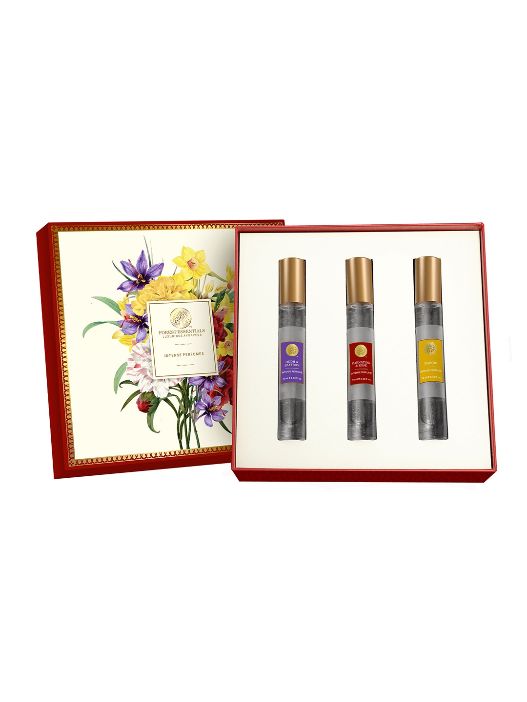 

Forest Essentials Intense Perfume Selection Gift Box - 10 ml Each, Transparent