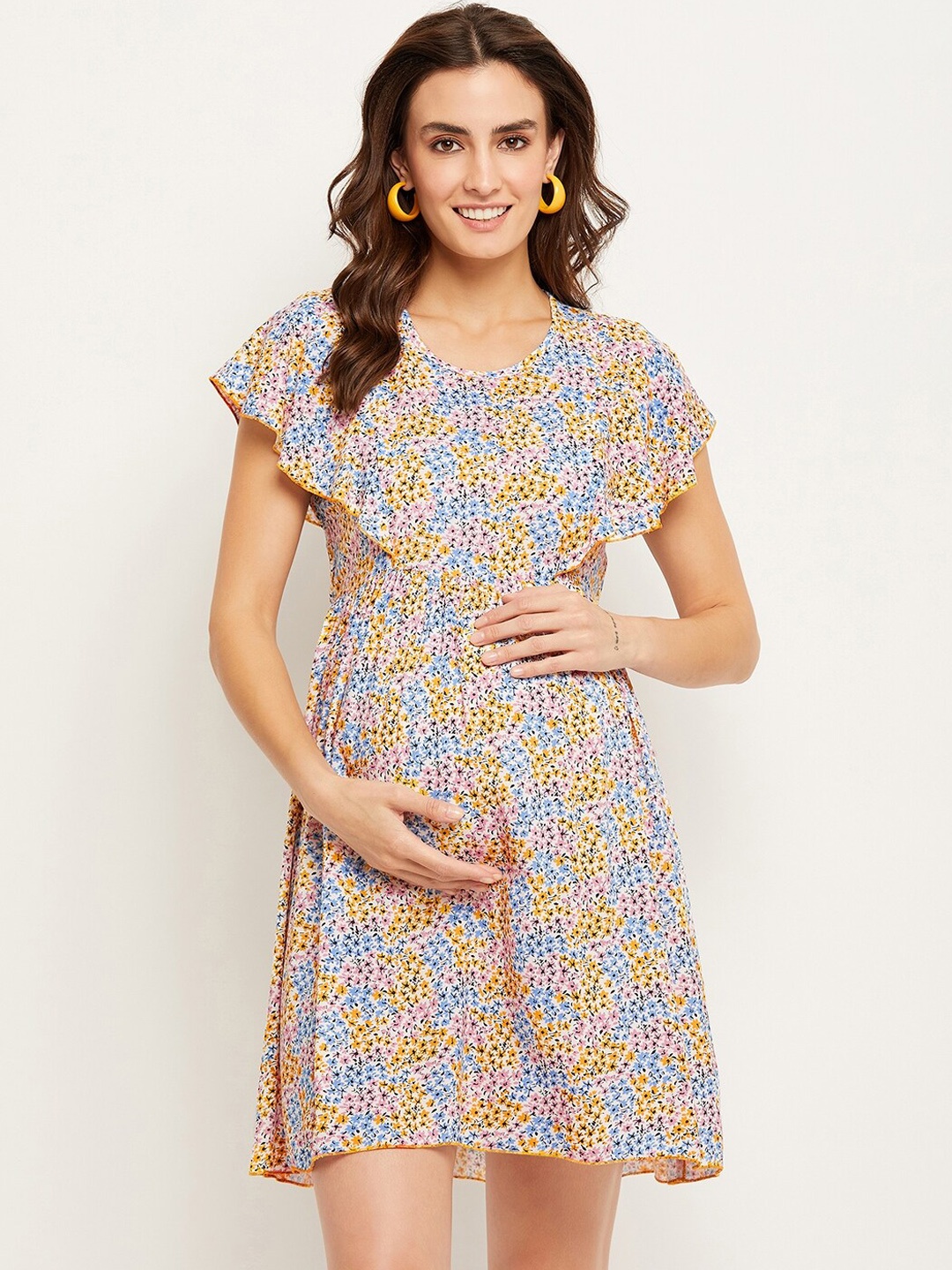 

NABIA Floral Printed Tie Ups Maternity A-Line Dress, Multi