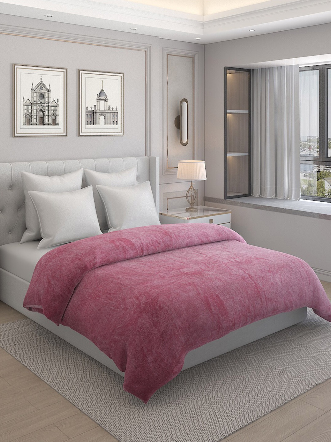 

Monte Carlo Fusion Pink AC Room 233 GSM Double Bed Blanket