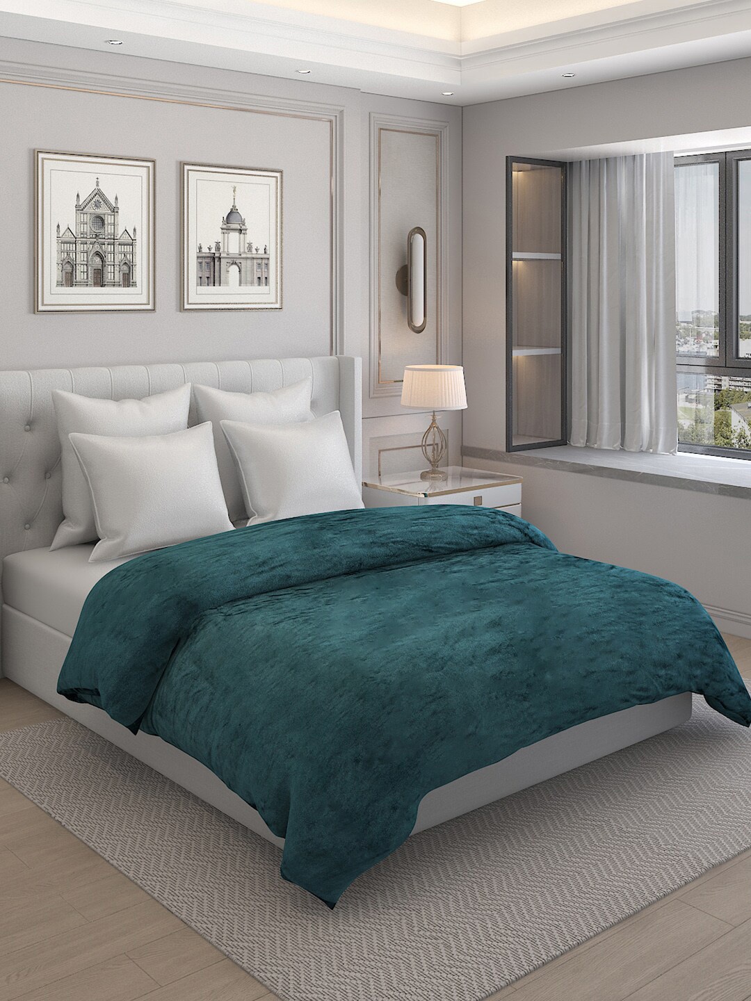 

Monte Carlo Teal AC Room 233 GSM Double Bed Blanket
