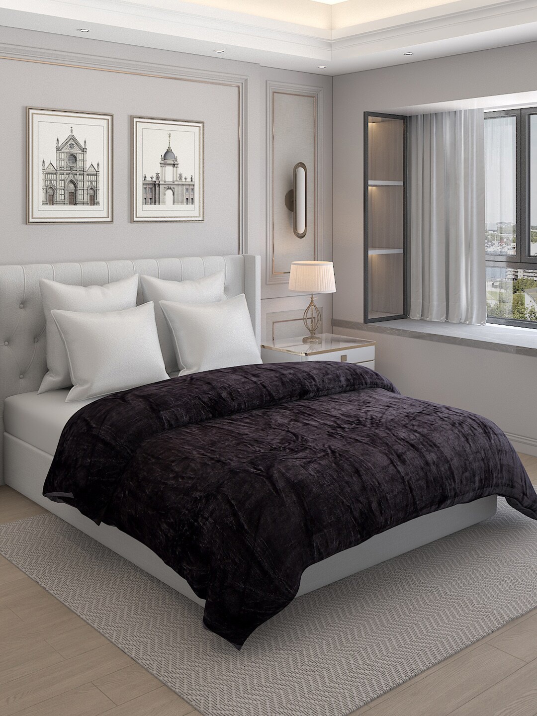 

Monte Carlo Black AC Room 233 GSM Double Bed Blanket