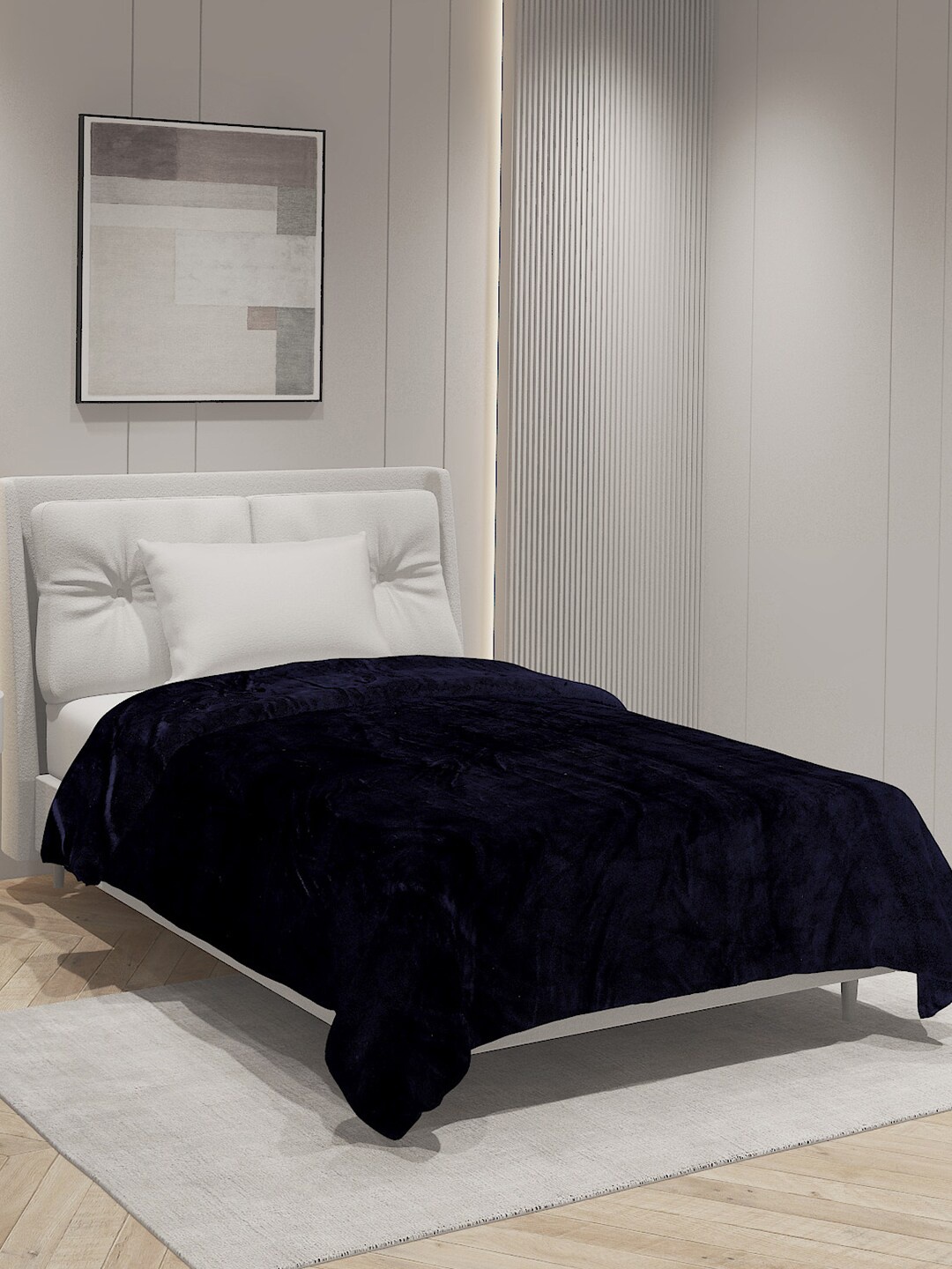 

Monte Carlo Navy Blue AC Room 233 GSM Single Bed Blanket