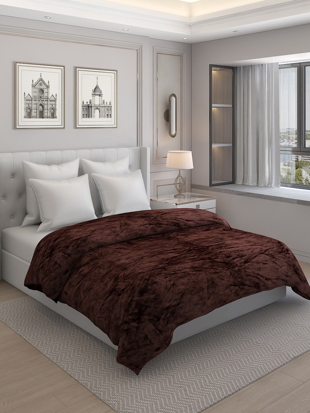 

Monte Carlo Coffee Brown AC Room 233 GSM Double Bed Blanket