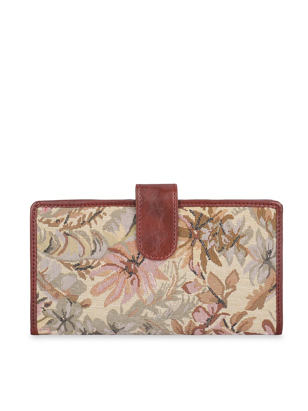 

THE CLOWNFISH Voyage Unisex Floral Printed Passport Holder, Beige