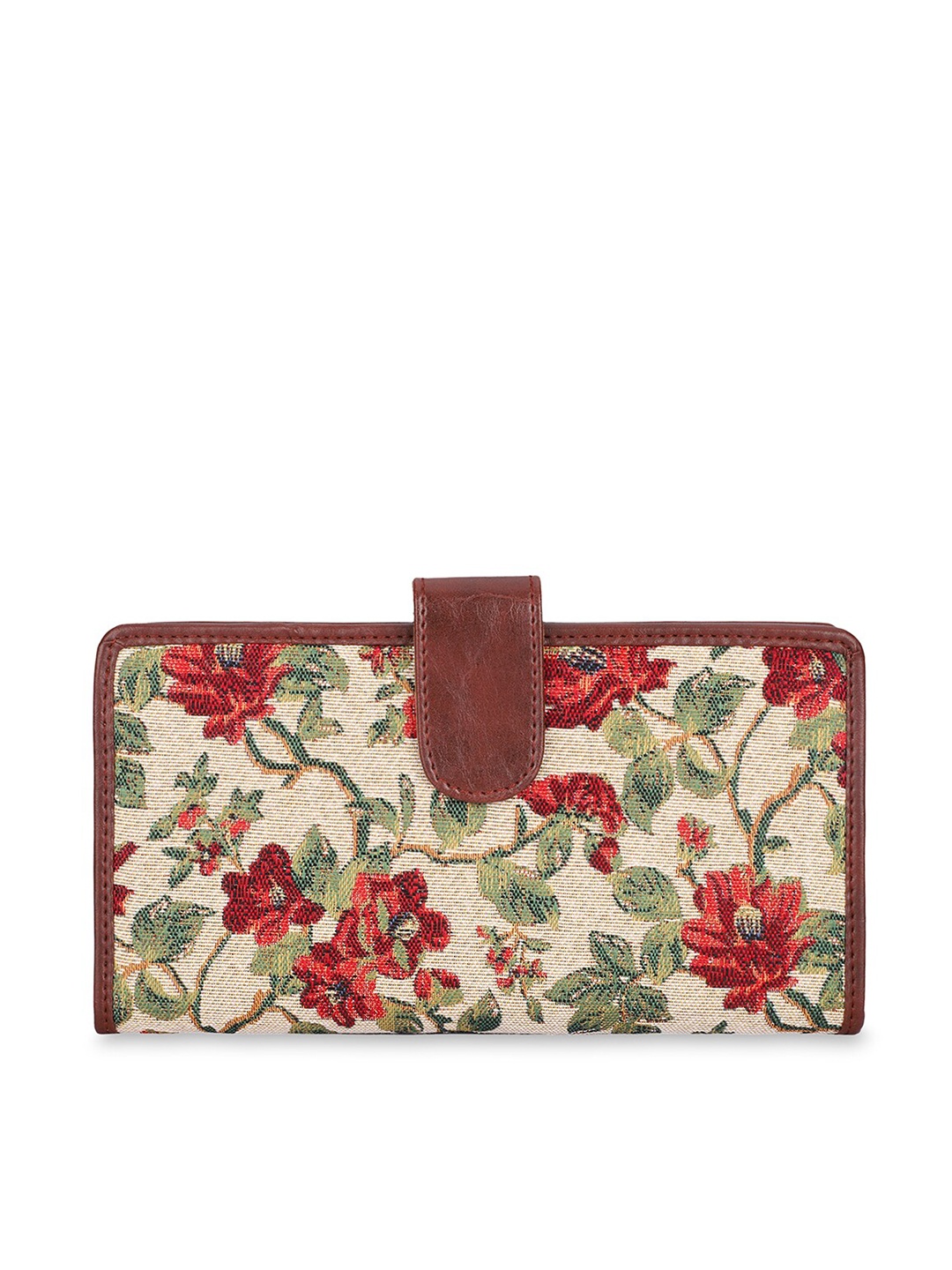 

THE CLOWNFISH Voyage Unisex Floral Printed Passport Holder, Off white