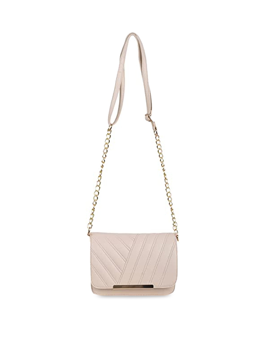 

ROSS BROWN Structured Sling Bag With Quilted, Beige