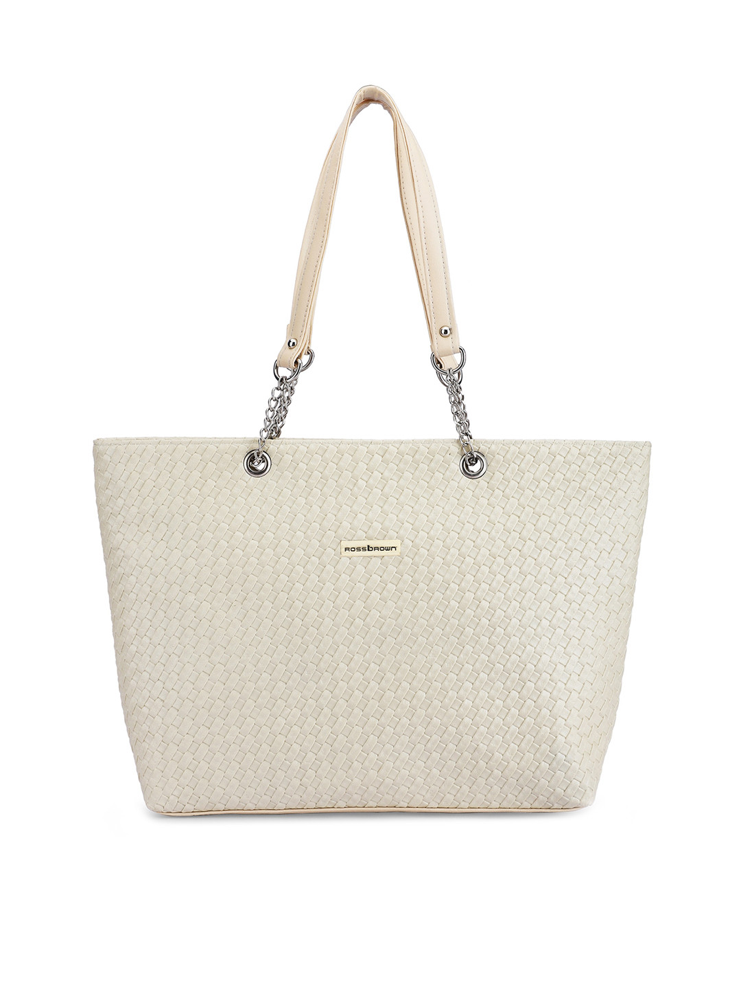 

ROSS BROWN PU Self Design Structured Shoulder Bag, Beige