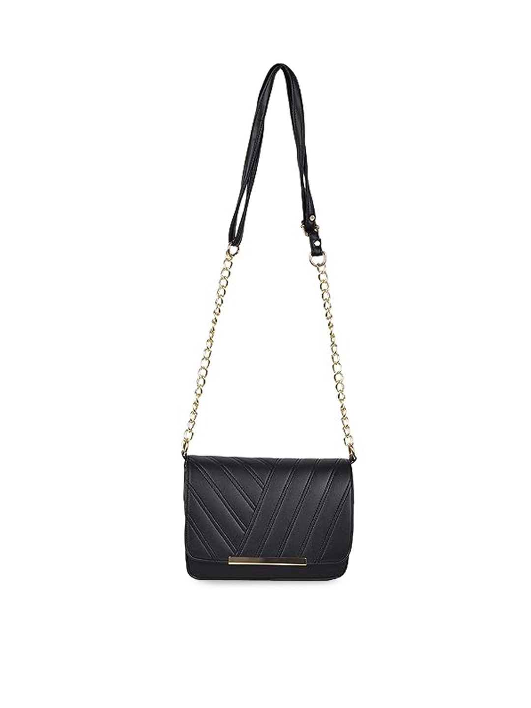 

ROSS BROWN Textured PU Structured Sling Bag, Black