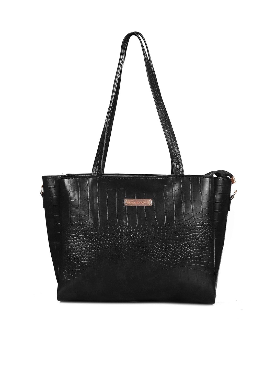 

ROSS BROWN Animal Textured Structured Shoulder Bag, Black