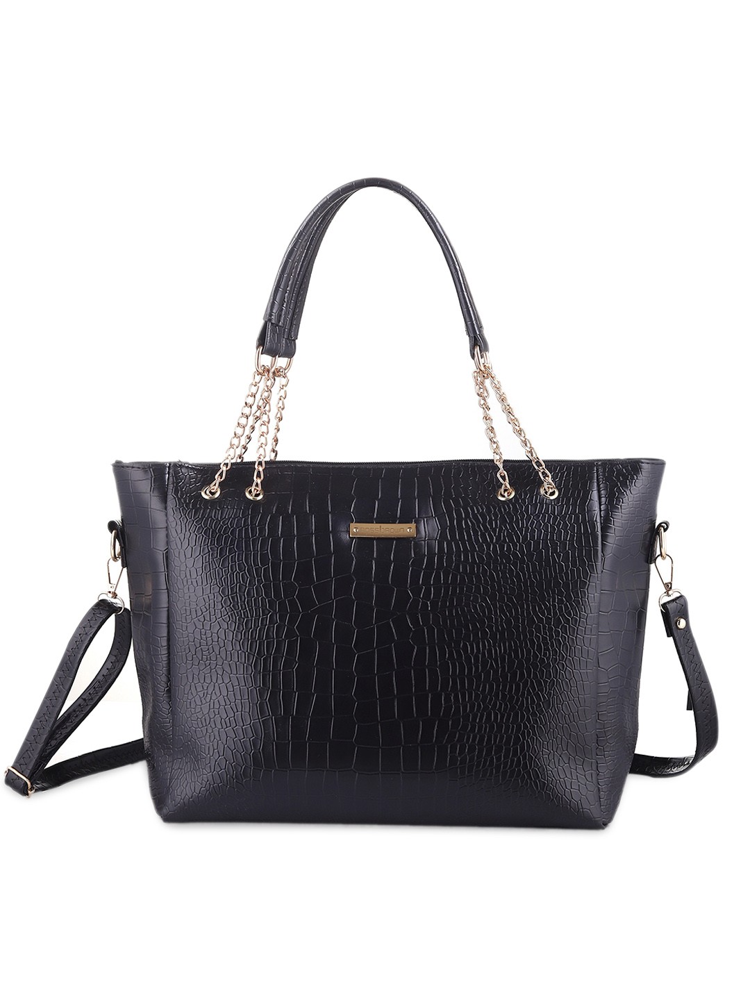 

ROSS BROWN Textured Structured Shoulder Bag, Black