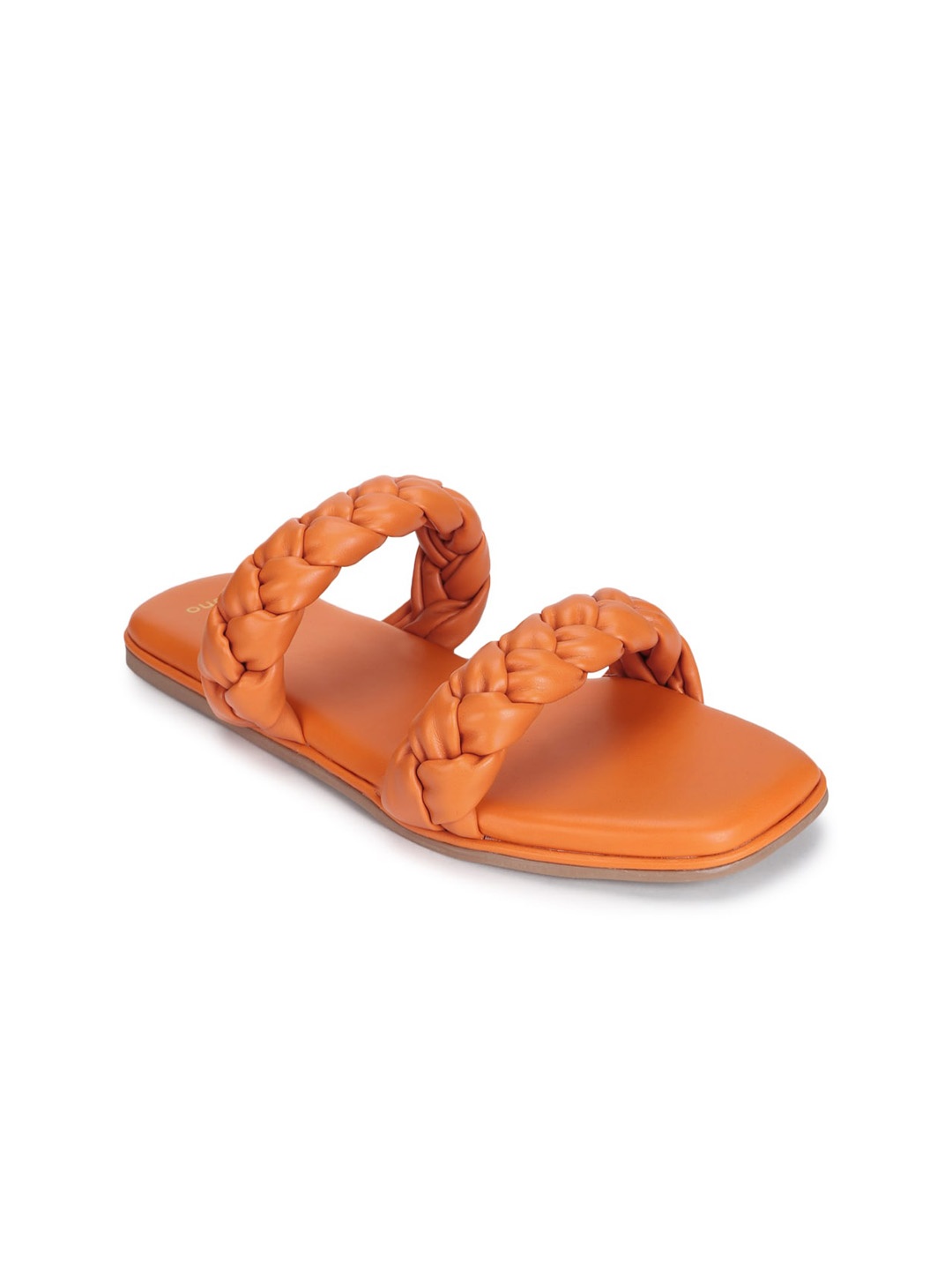 

yoho Braided Straps Open Toe Flats, Orange