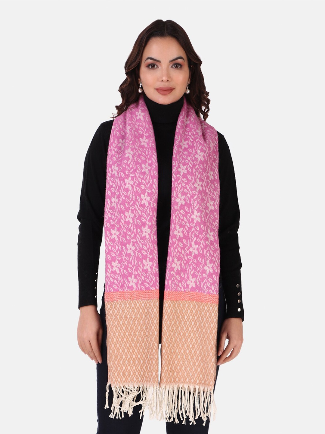 

YARNSMITH Pink Floral Printed Stole