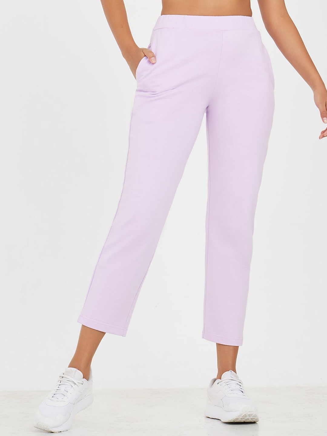 

Styli Women Slim-Fit Straight Leg Running Track Pants, Purple