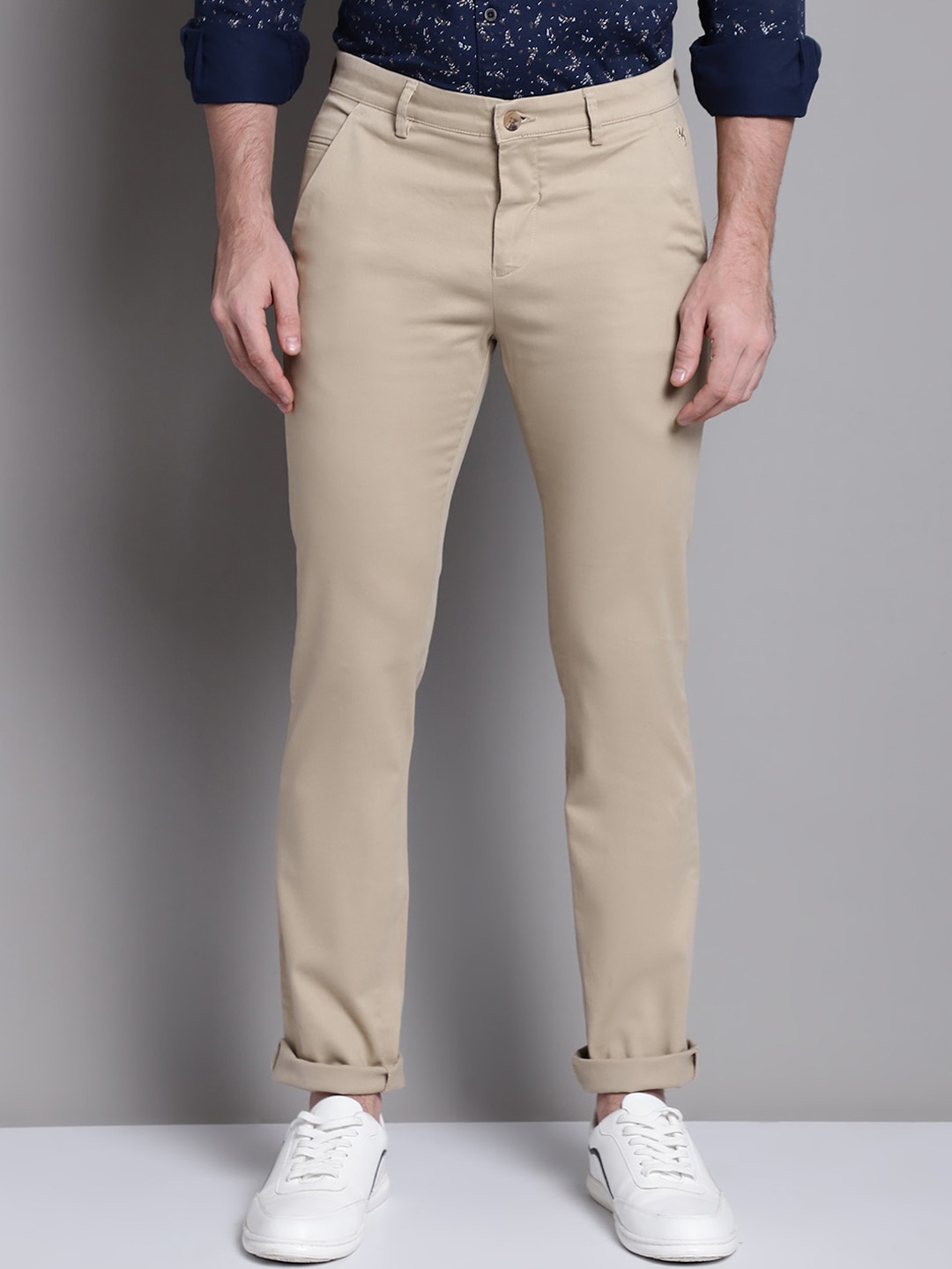 

Cantabil Men Comfort Mid Rise Plain Cotton Chinos, Beige