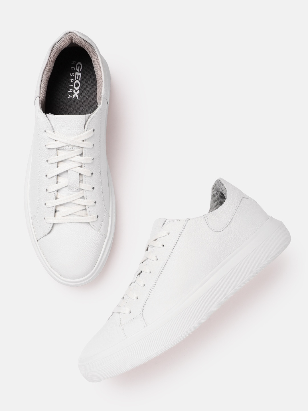 

Geox Men White Leather Sneakers
