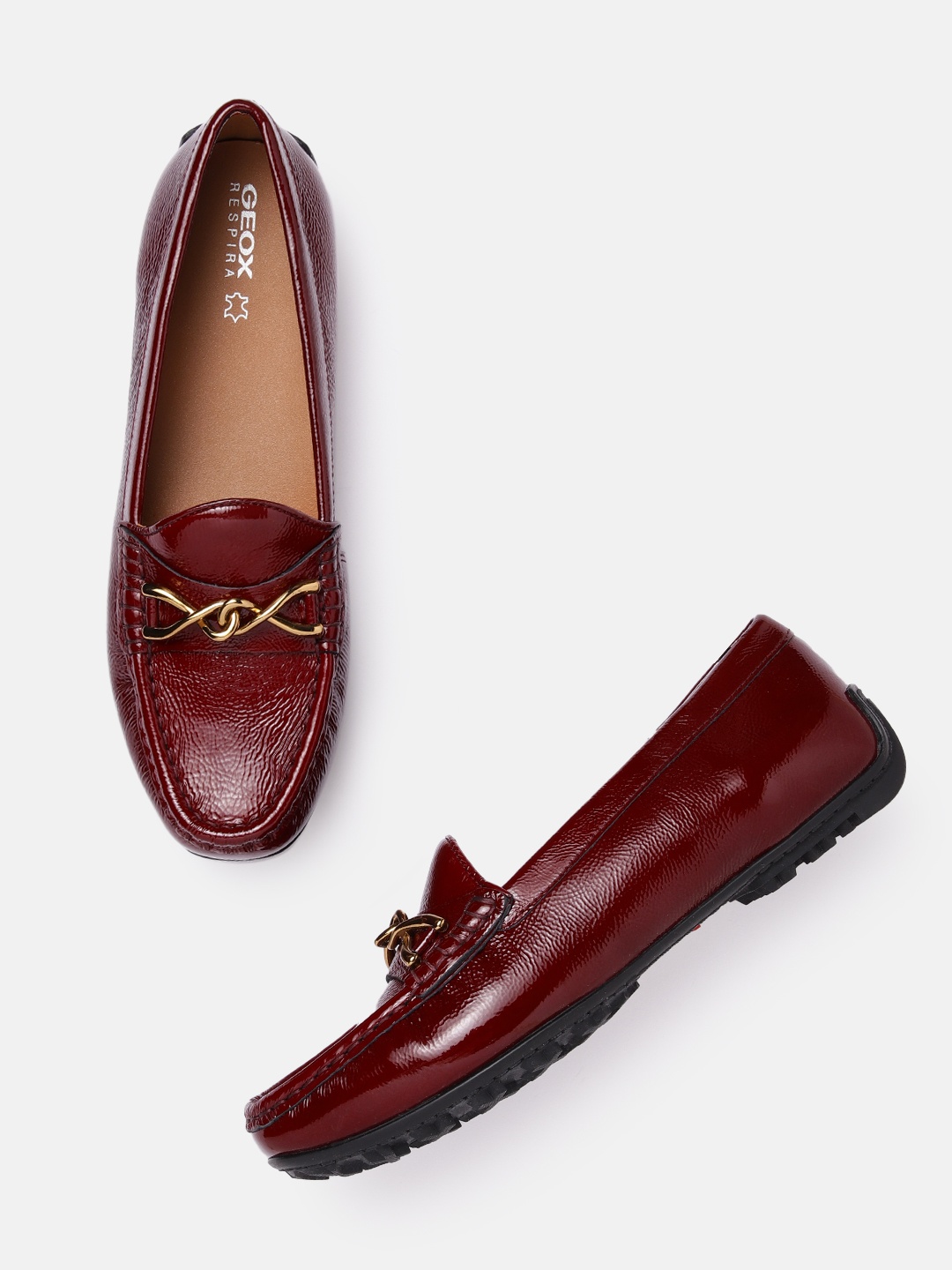 

Geox Women Textured Leather Moccasins, Burgundy