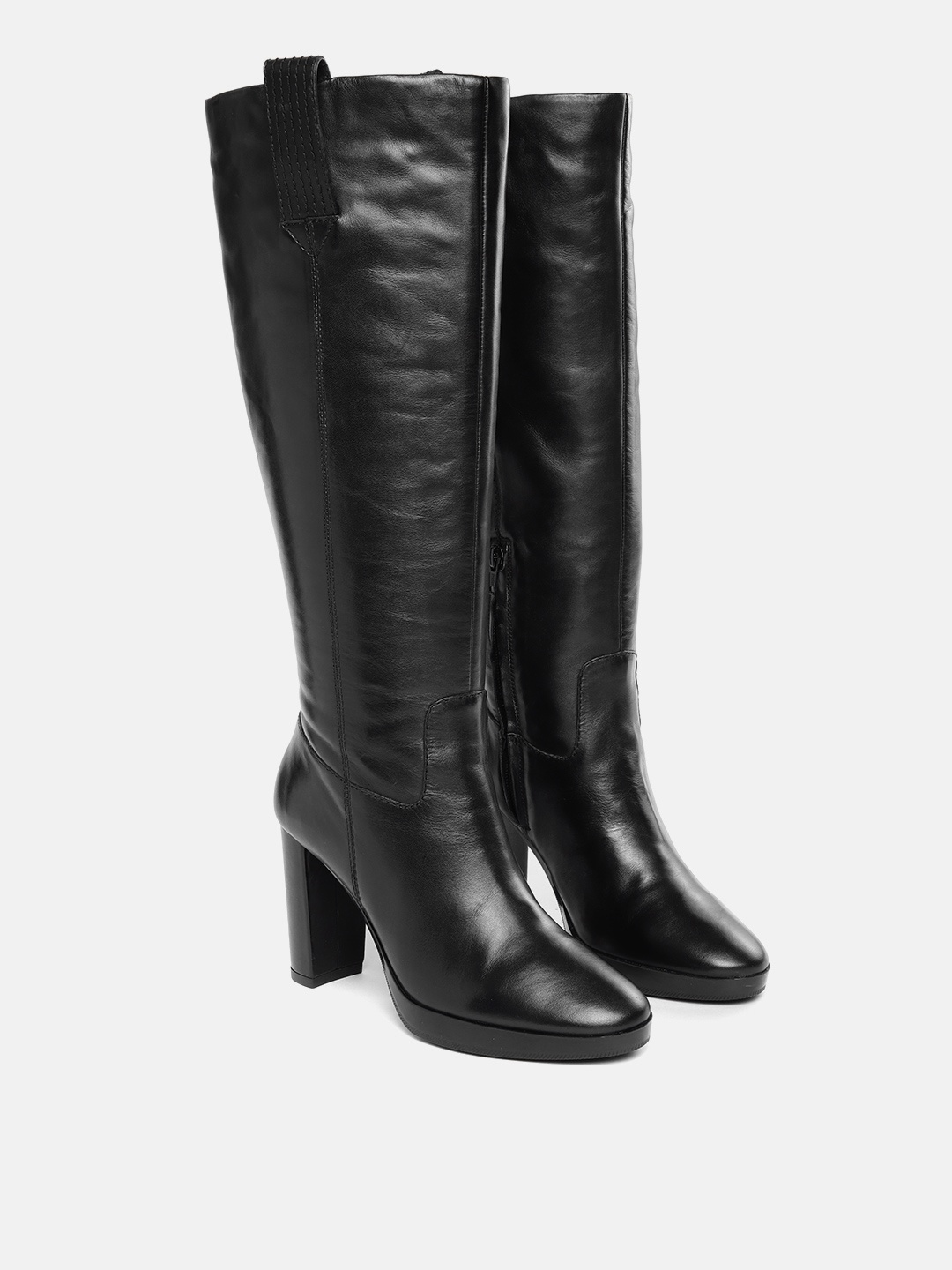 

Geox Women D Walk Pleasure 85 Leather Long Boots, Black