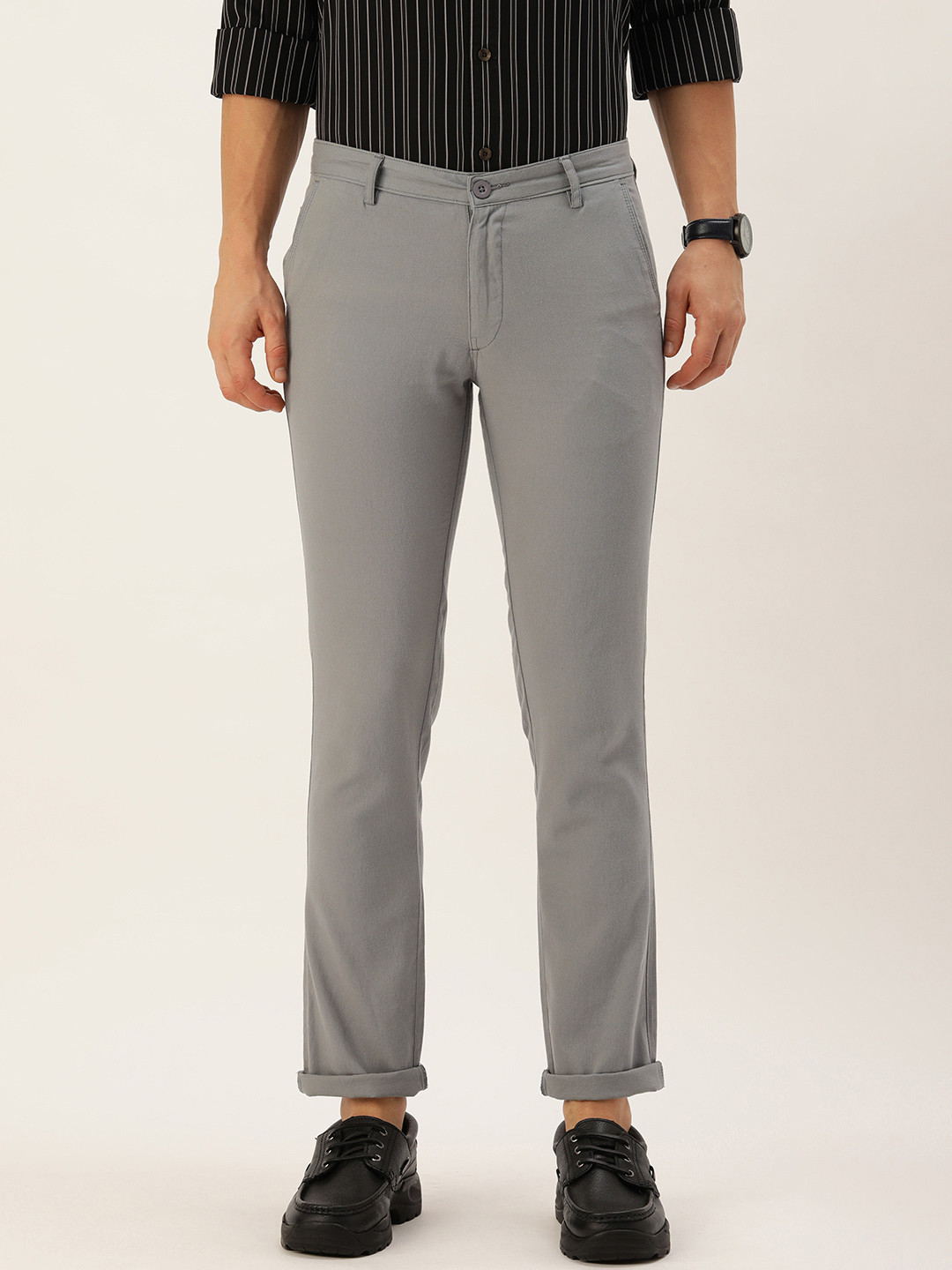 

IVOC Men Solid Slim Fit Chinos Trousers, Grey