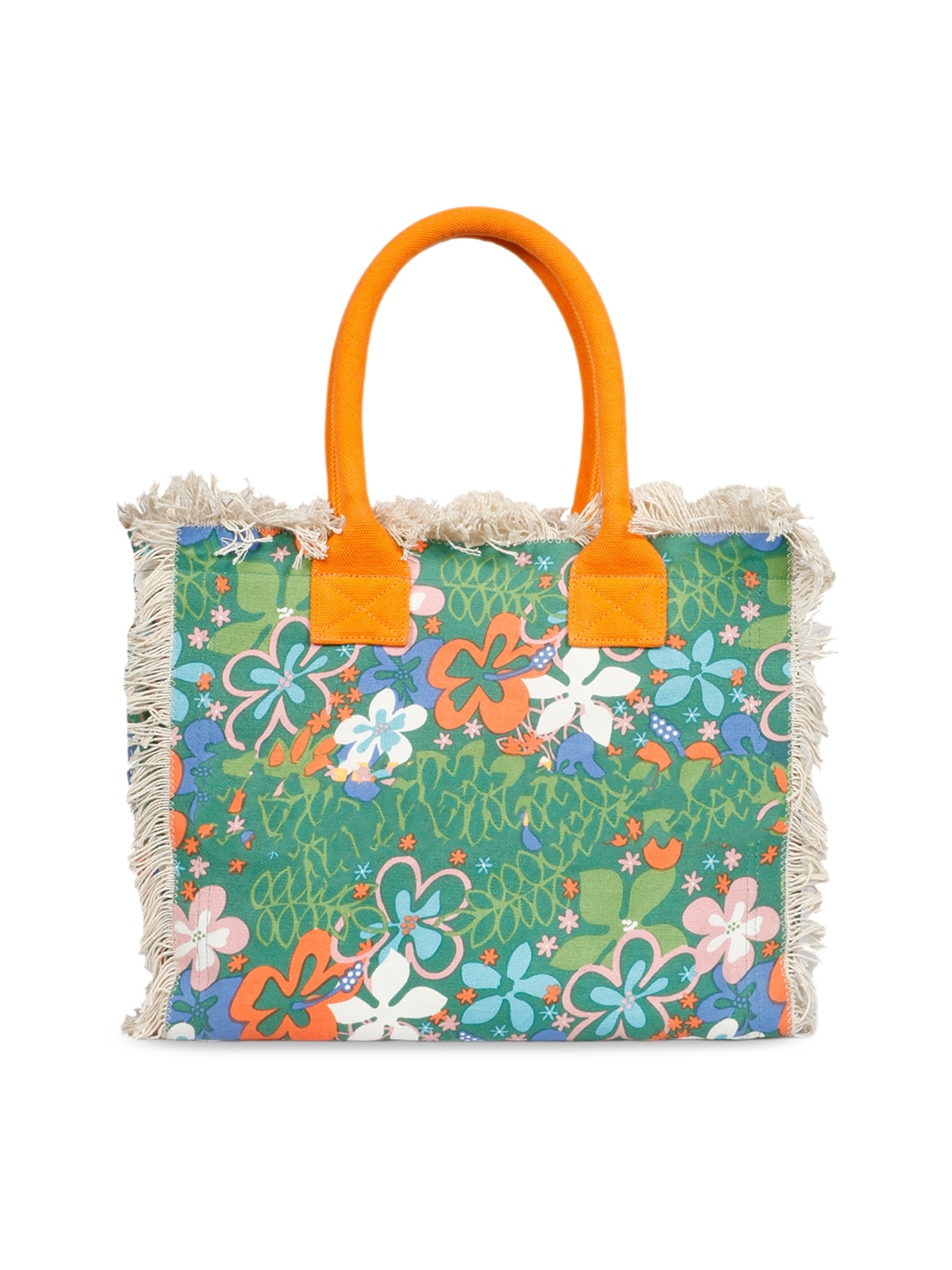 

Saint G Floral Printed Shopper Canvas Tote Bag With Tasselled, Green