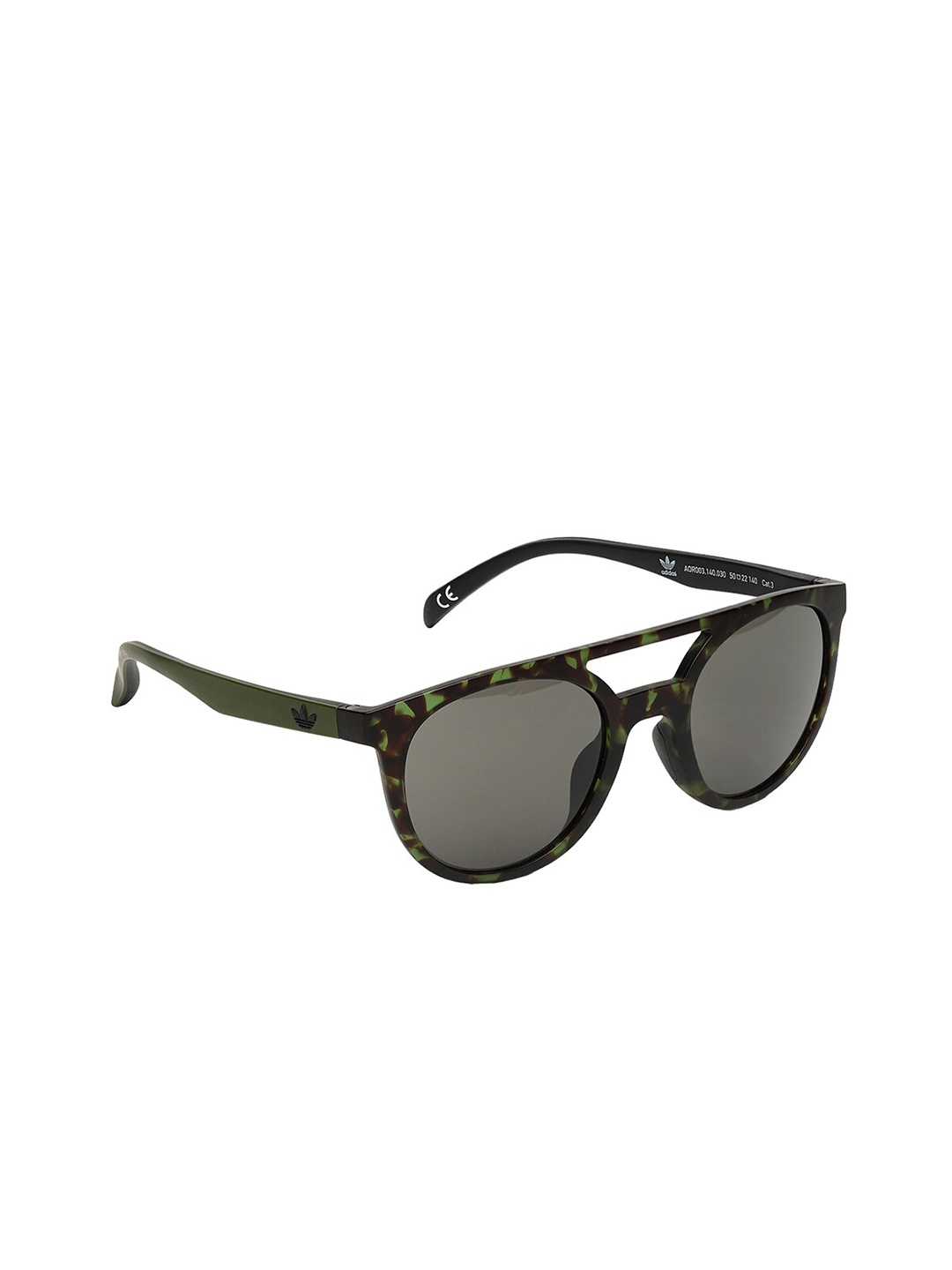 

ADIDAS Men UV-Protected Full Rim Round Round Sunglasses AOR003.140.030, Green