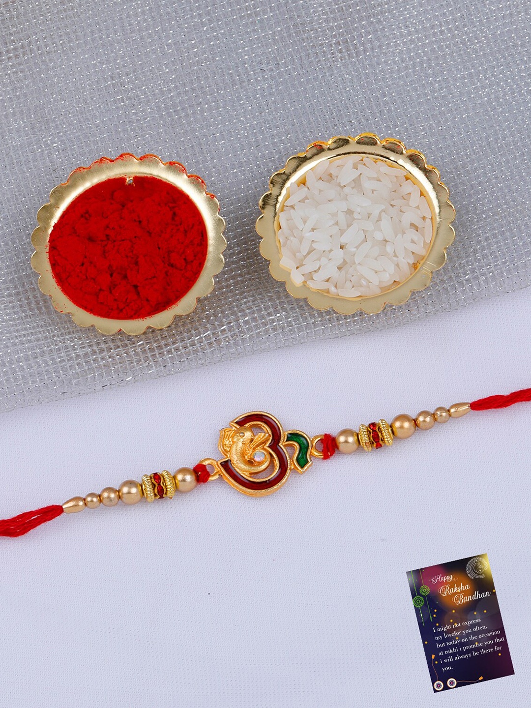 

Silver Shine Unisex Set Of 2 Rakhi Gift Set, Gold