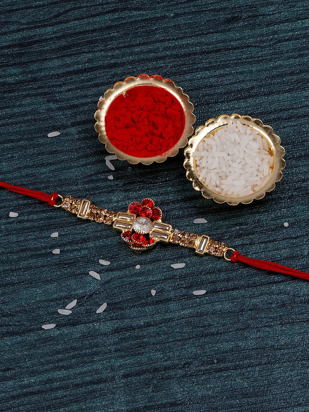 

Silver Shine Set Of 2 Bhaiya Bhabhi Rakhi Gift Set, Gold