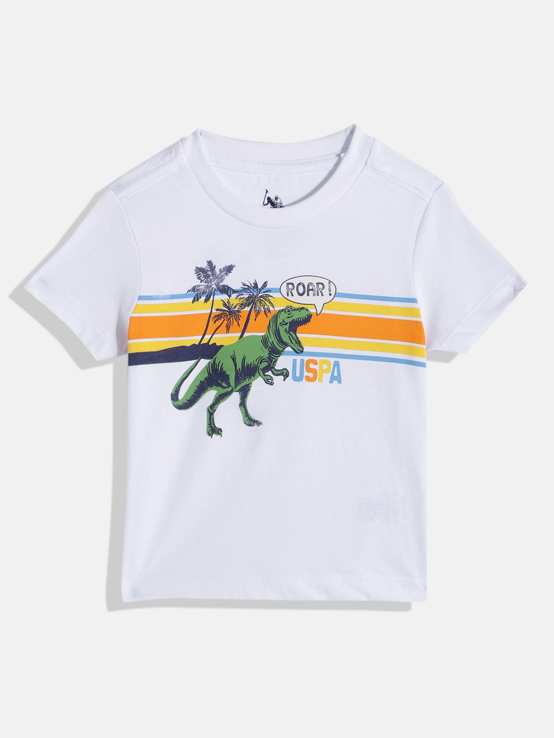 

U.S. Polo Assn. Kids Boys Graphic Printed Pure Cotton T-shirt, White