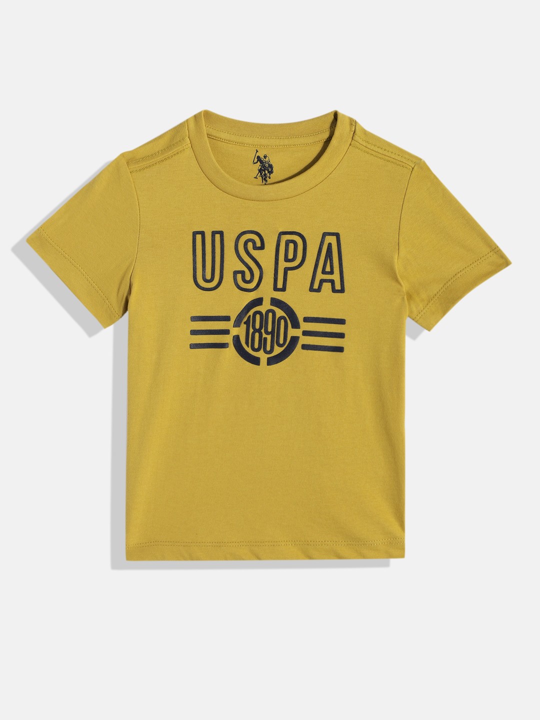 

U.S. Polo Assn. Kids Boys Brand Logo Printed Pure Cotton T-shirt, Yellow