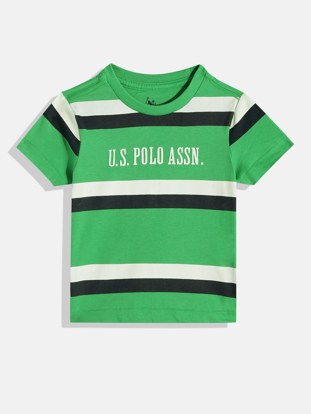 

U.S. Polo Assn. Kids Boys Striped Pure Cotton T-shirt, Green