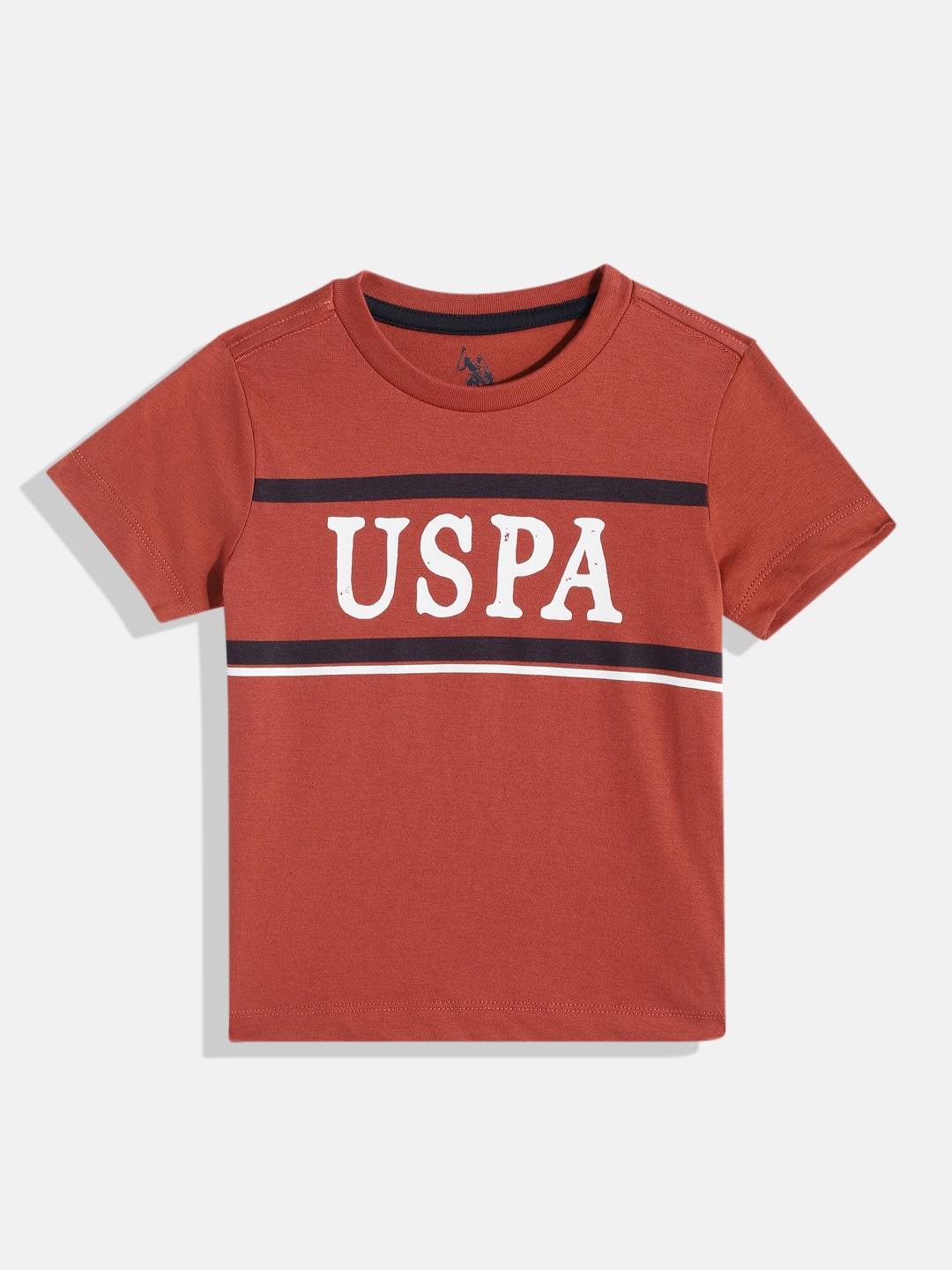 

U.S. Polo Assn. Kids Boys Brand Logo Printed Pure Cotton T-shirt, Red