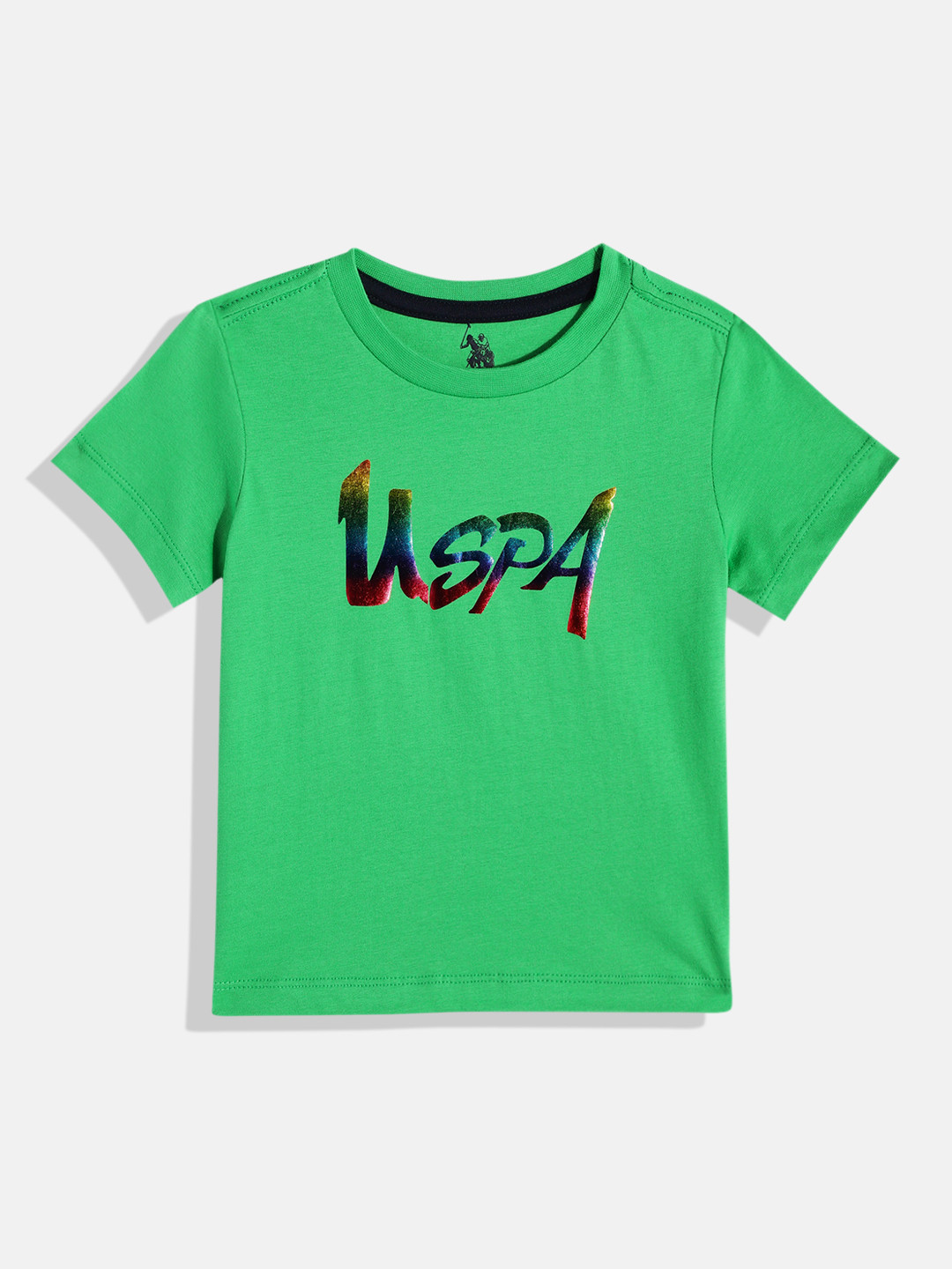 

U.S. Polo Assn. Kids Boys Brand Logo Printed Pure Cotton T-shirt, Green