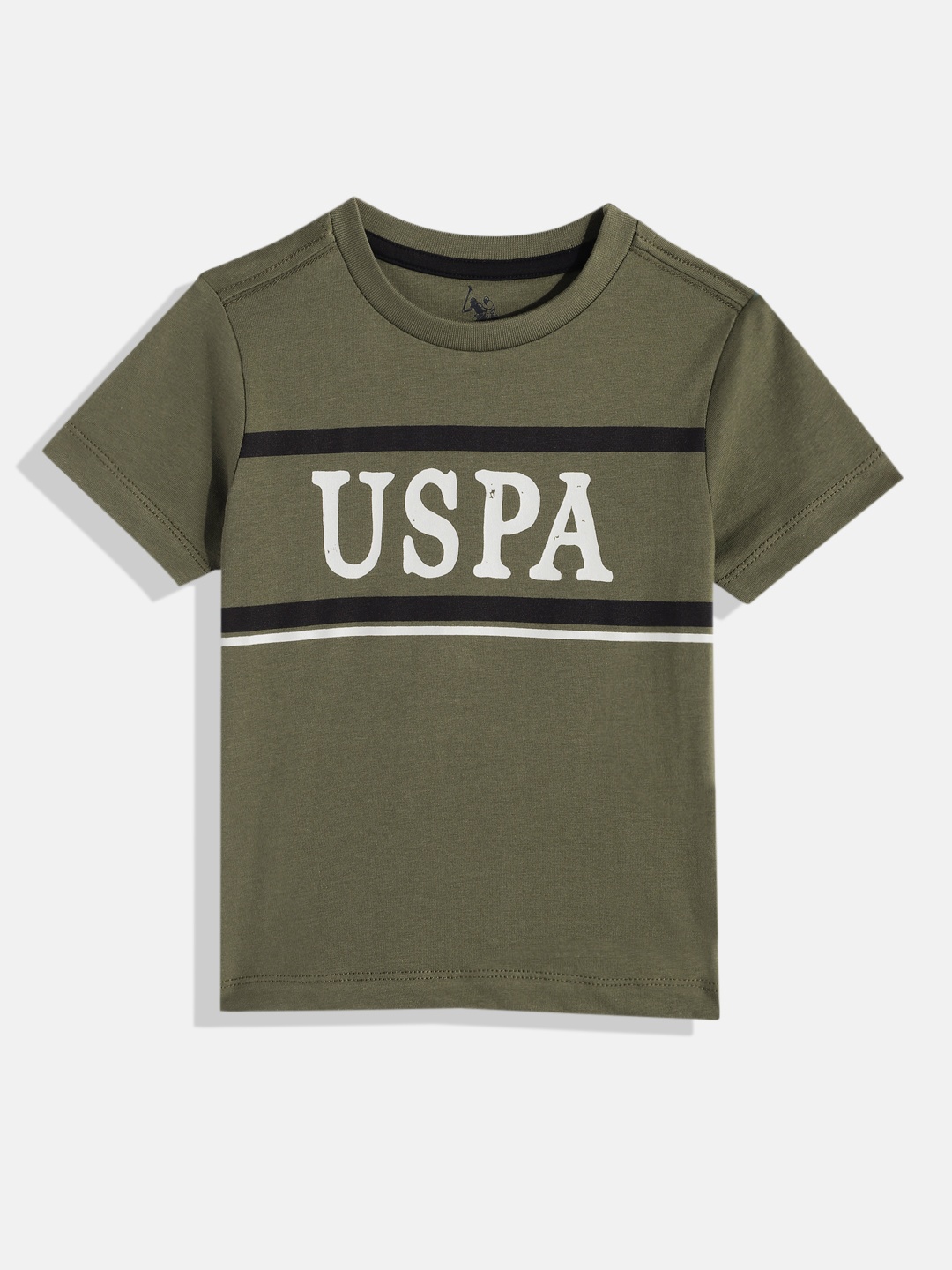 

U.S. Polo Assn. Kids Boys Brand Logo Printed Pure Cotton T-shirt, Green