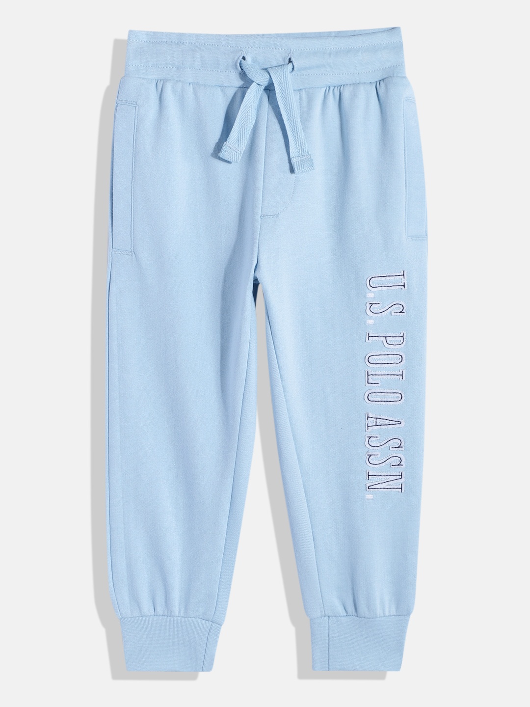 

U.S. Polo Assn. Kids Boys Pure Cotton Joggers with Brand Logo Applique, Blue