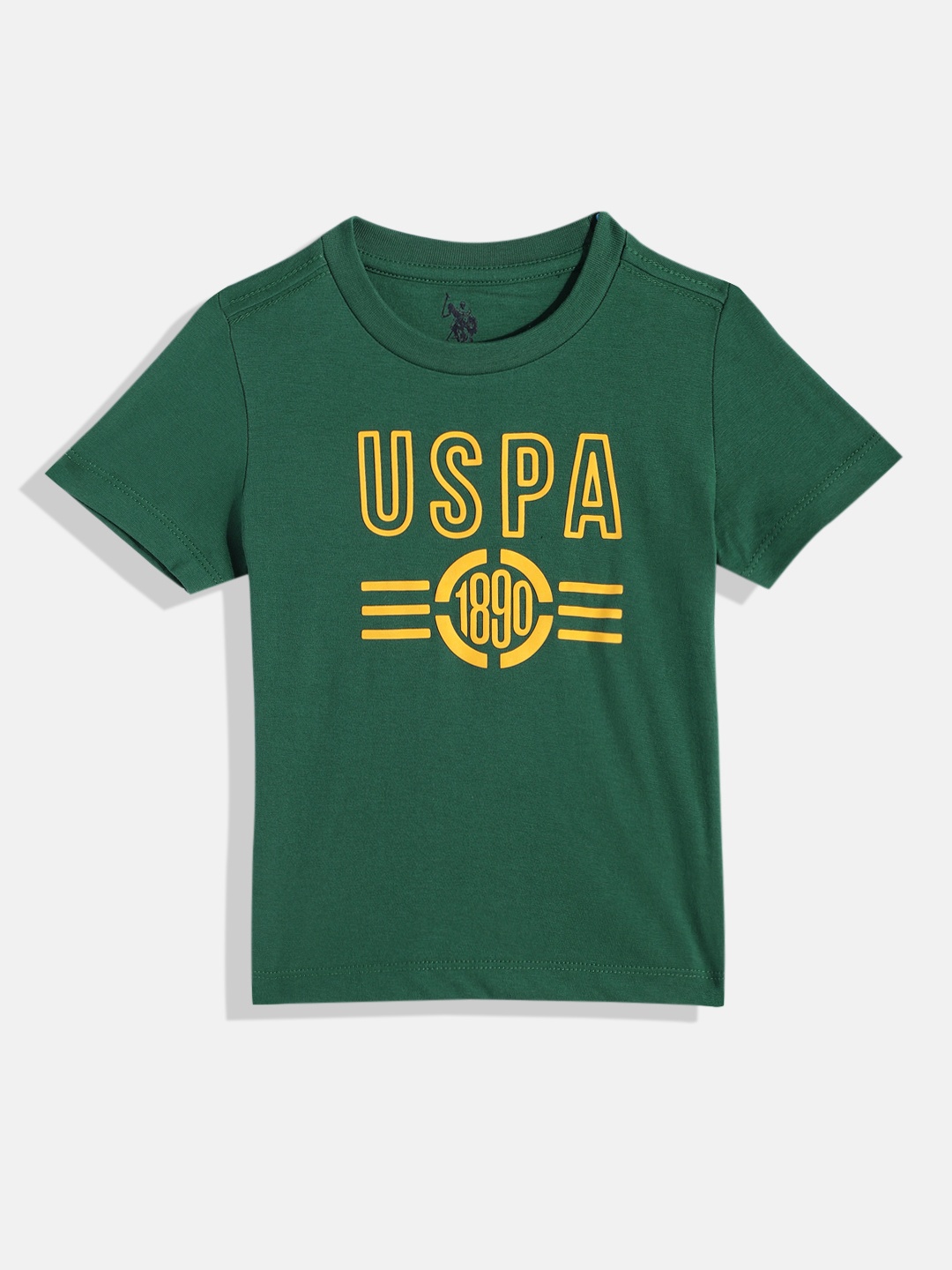 

U.S. Polo Assn. Kids Boys Brand Logo Printed Pure Cotton T-shirt, Green