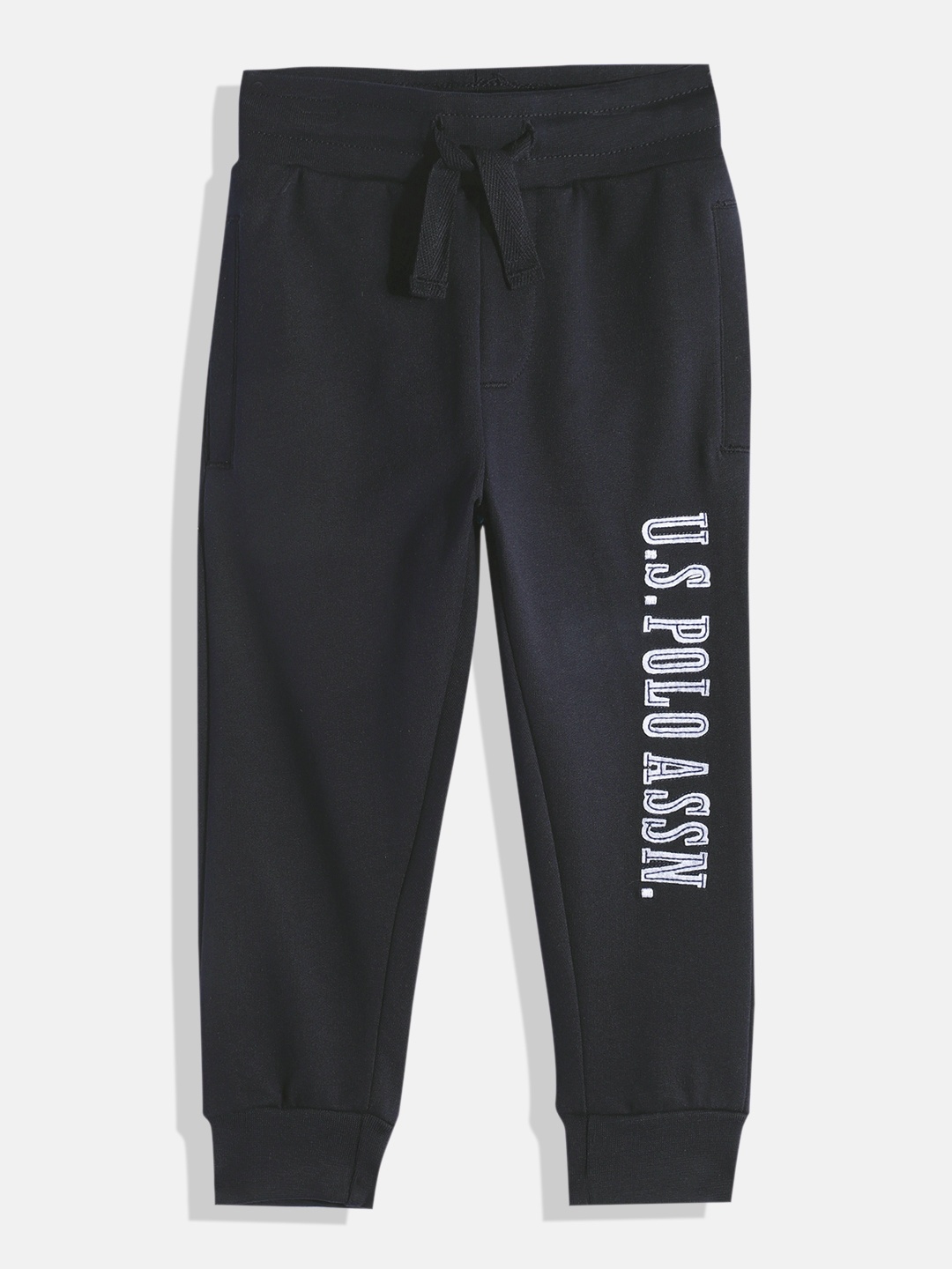 

U.S. Polo Assn. Kids Boys Pure Cotton Joggers with Brand Logo Applique, Navy blue