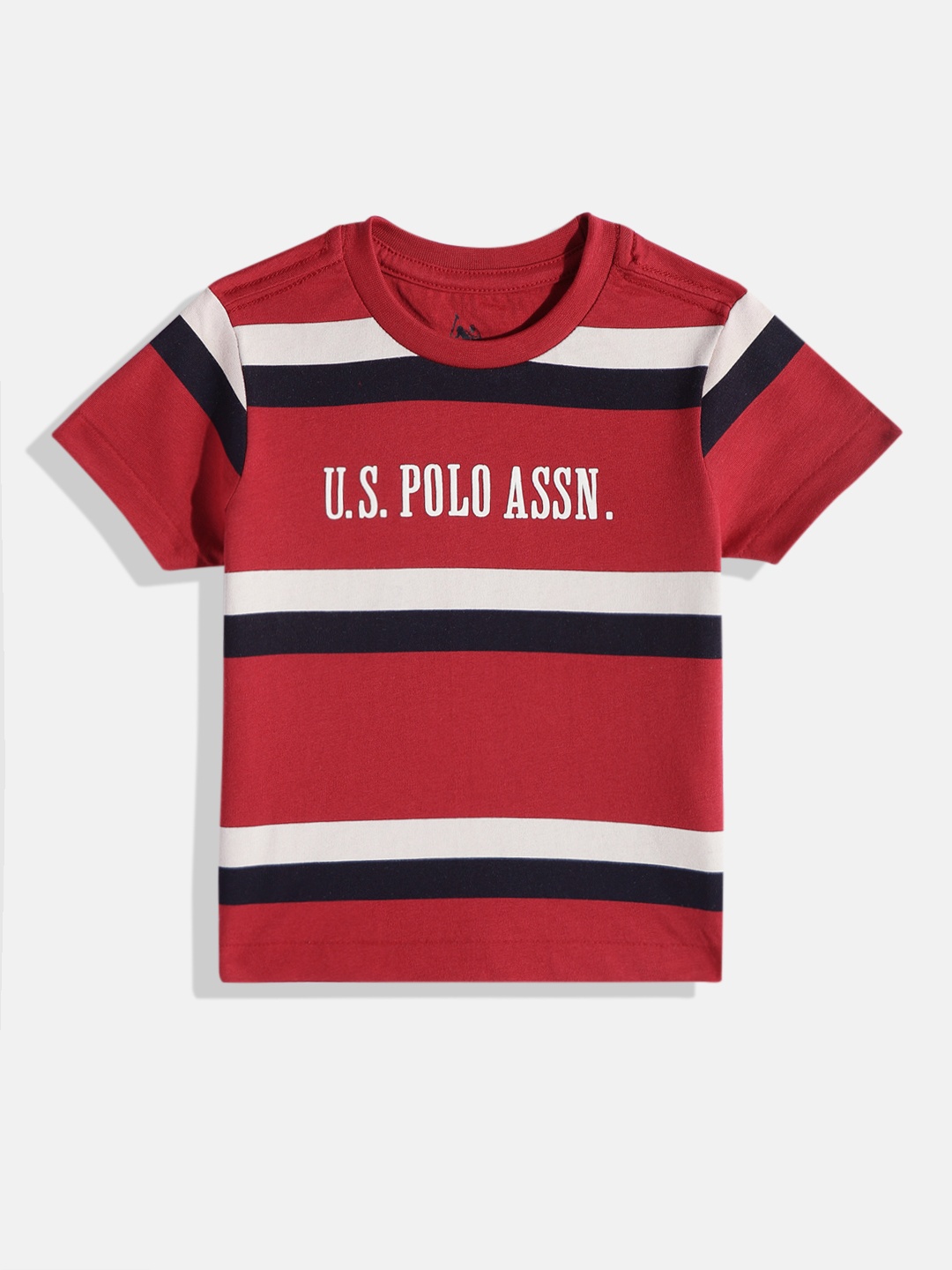 

U.S. Polo Assn. Kids Boys Striped Pure Cotton T-shirt, Red