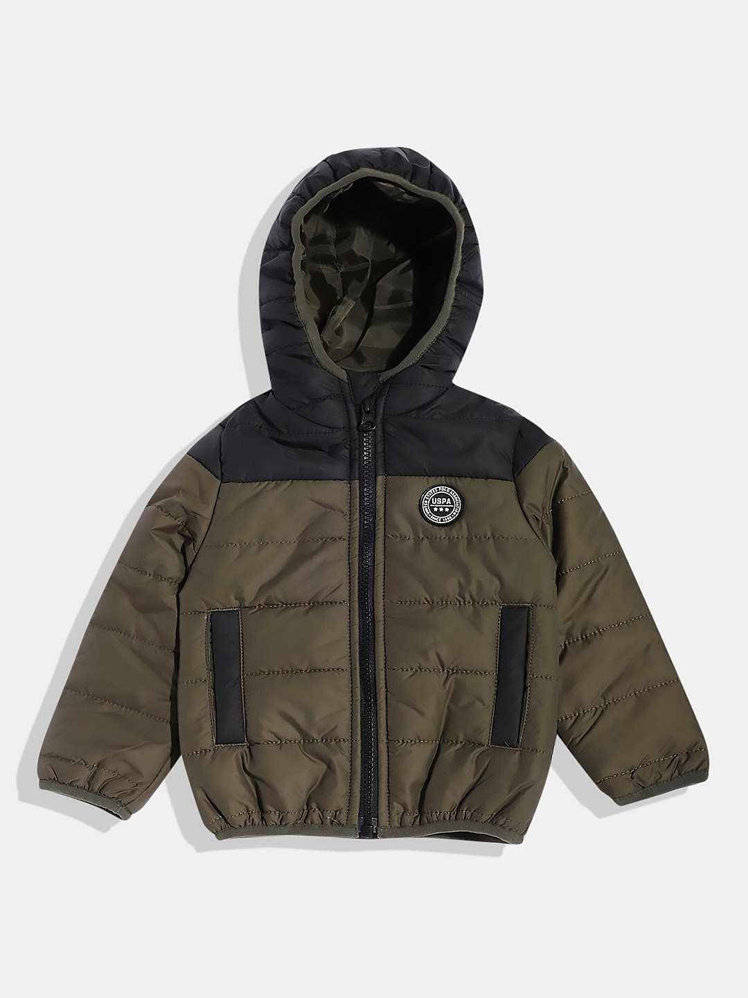 

U.S. Polo Assn. Kids Boys Colourblocked Puffer Jacket, Green
