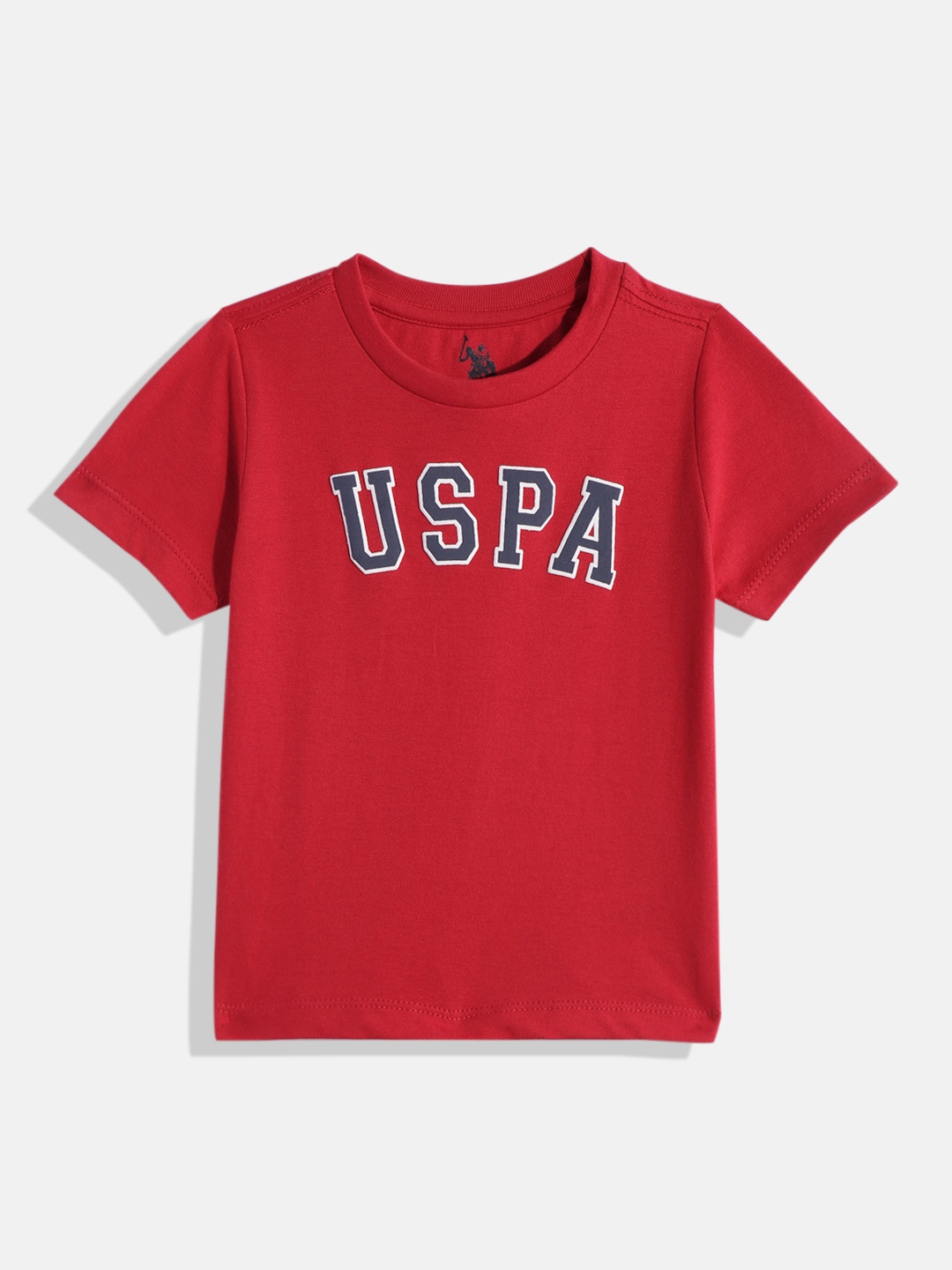 

U.S. Polo Assn. Kids Boys Brand Logo Printed Pure Cotton T-shirt, Red