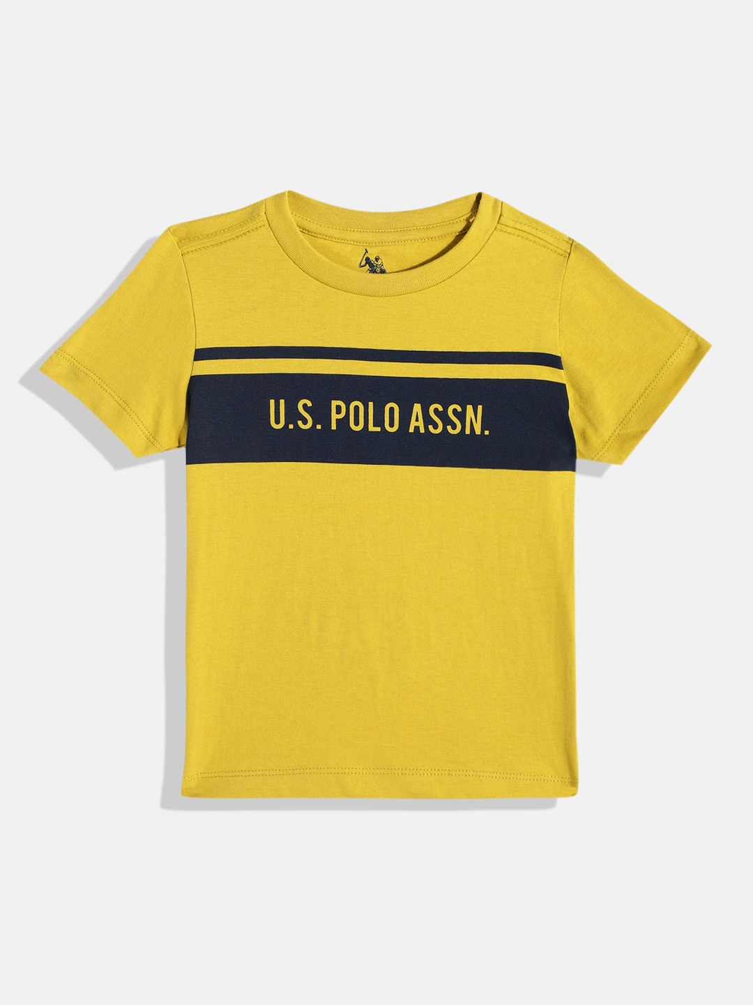 

U.S. Polo Assn. Kids Boys Brand Logo Printed Pure Cotton T-shirt, Yellow